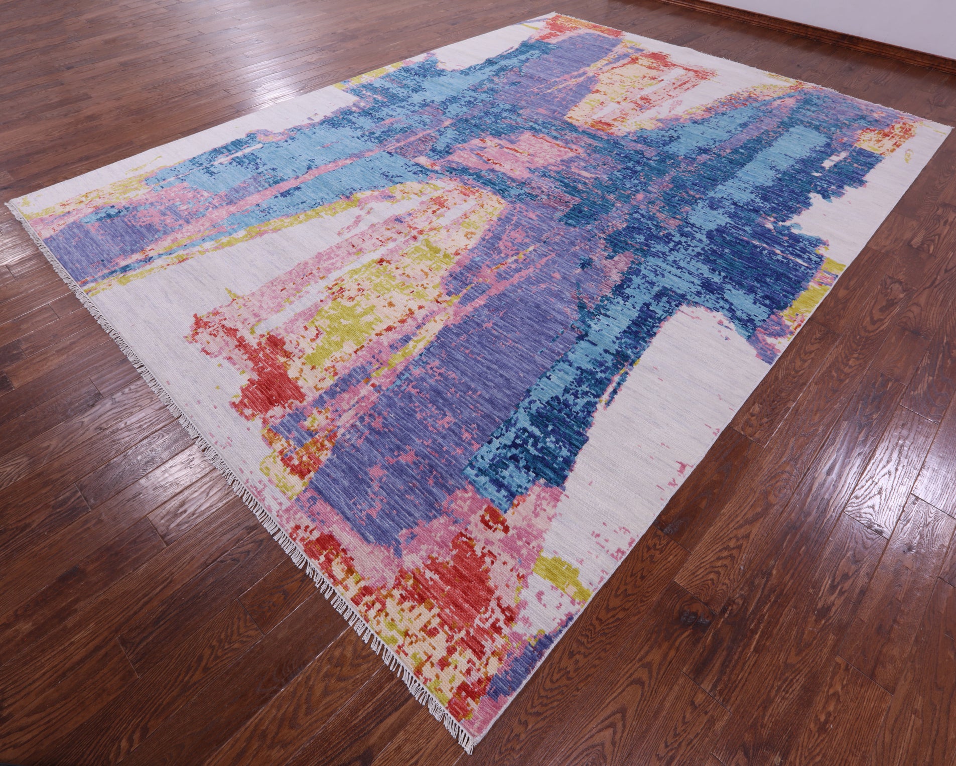Abstract Contemporary Hand Knotted Wool Rug - 10' 2" X 13' 11" - Golden Nile