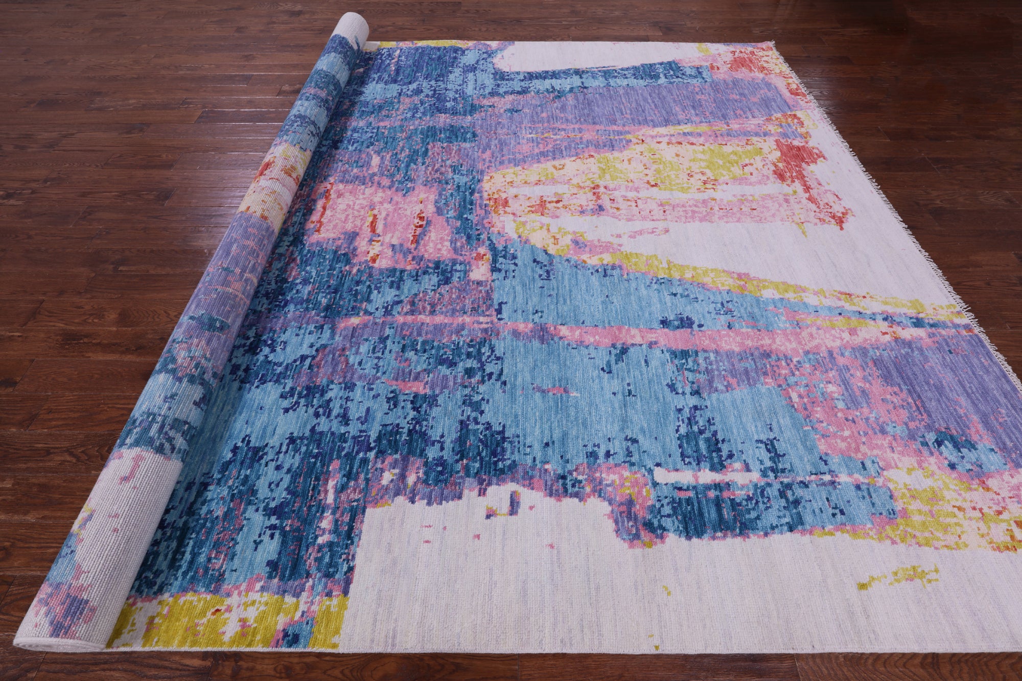 Abstract Contemporary Hand Knotted Wool Rug - 10' 2" X 13' 11" - Golden Nile