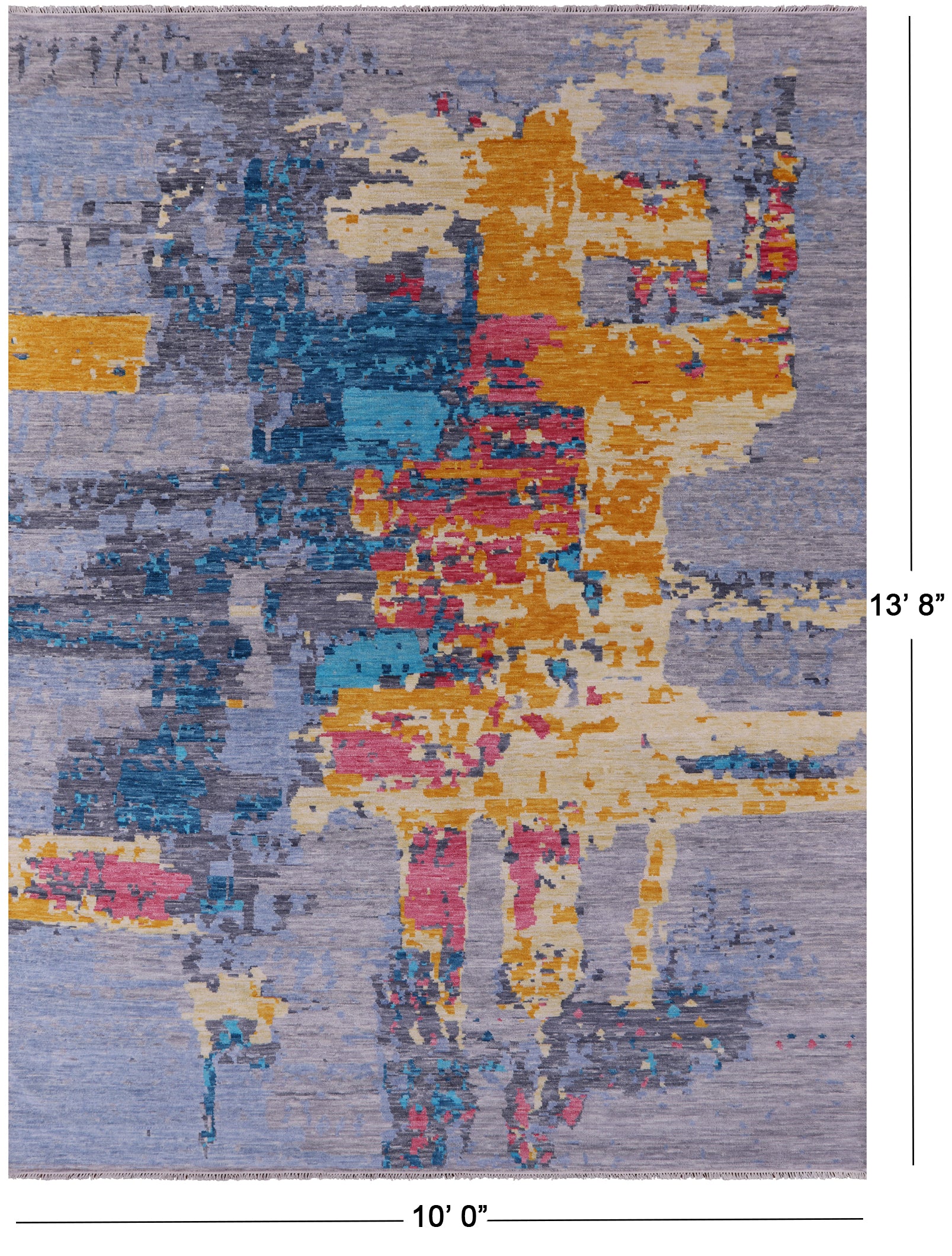 Abstract Contemporary Hand Knotted Wool Rug - 10' 0" X 13' 8" - Golden Nile