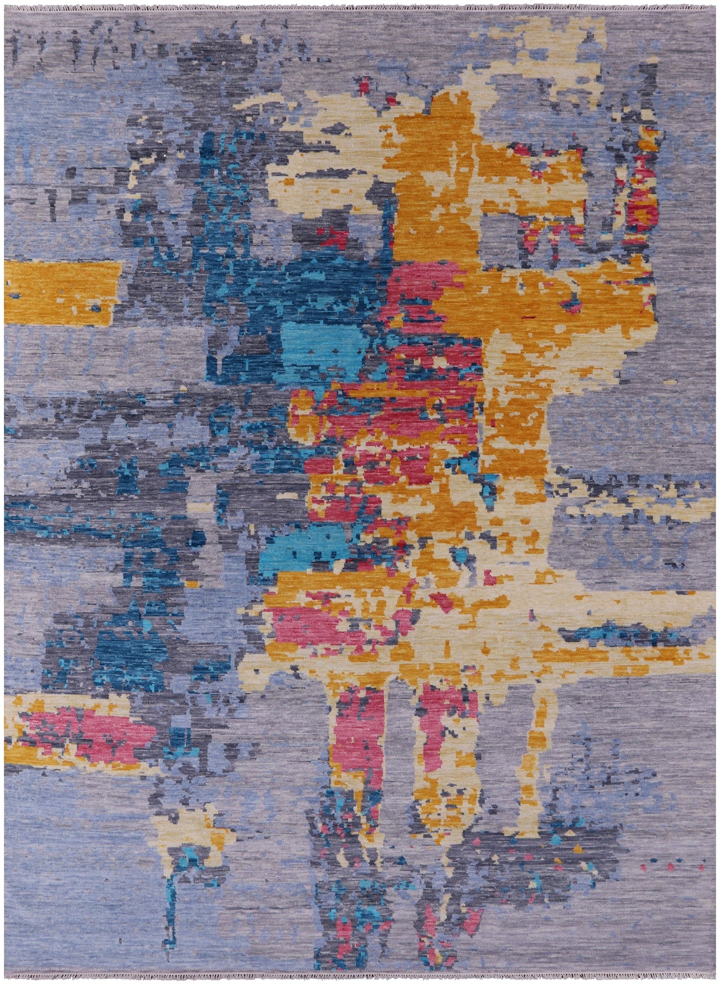 Abstract Contemporary Hand Knotted Wool Rug - 10' 0" X 13' 8" - Golden Nile
