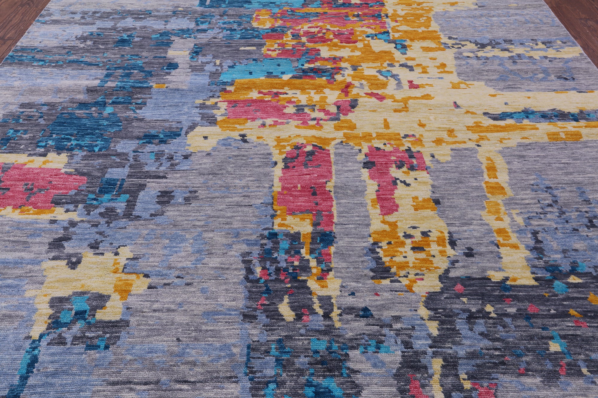 Abstract Contemporary Hand Knotted Wool Rug - 10' 0" X 13' 8" - Golden Nile