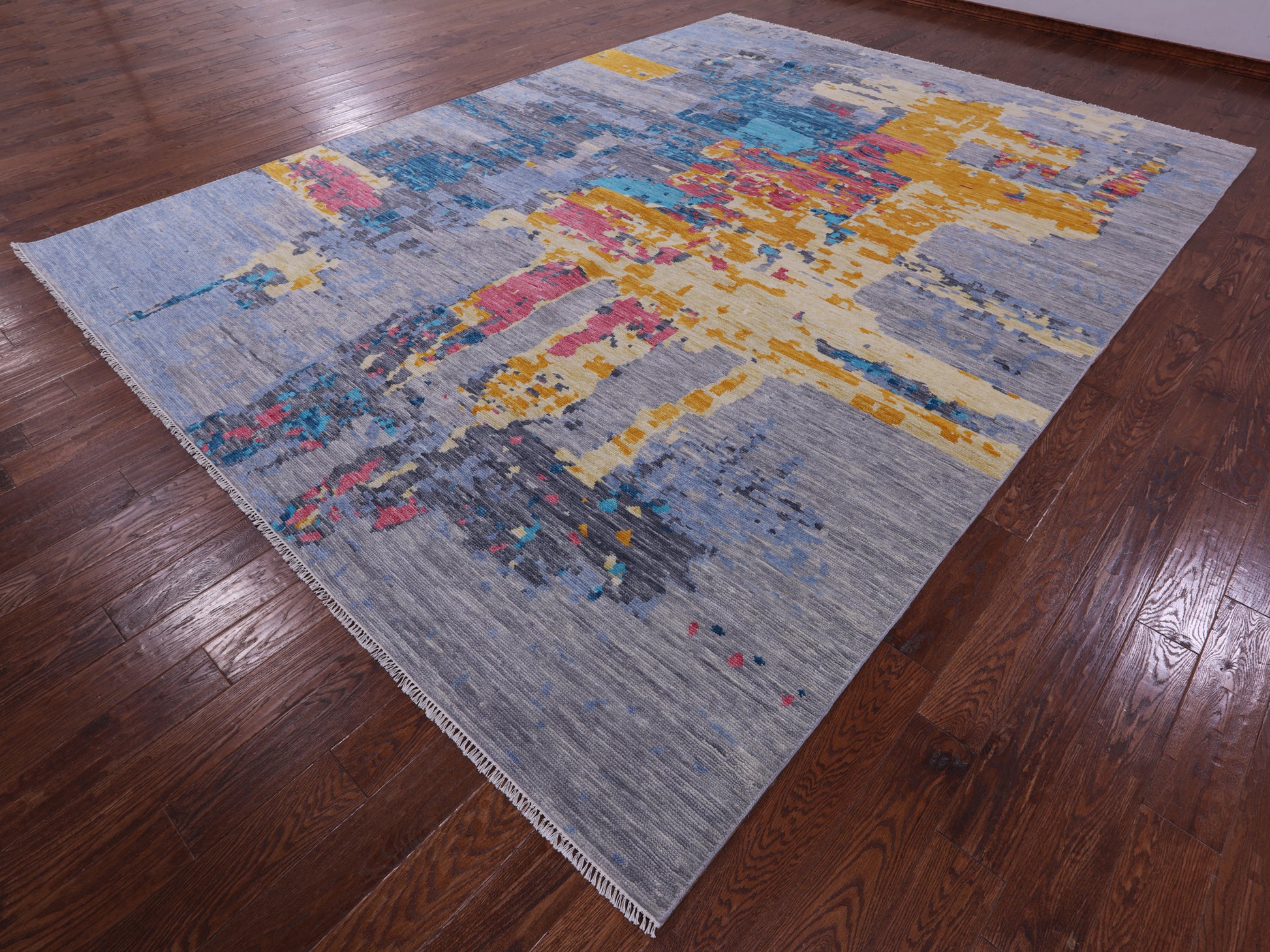 Abstract Contemporary Hand Knotted Wool Rug - 10' 0" X 13' 8" - Golden Nile
