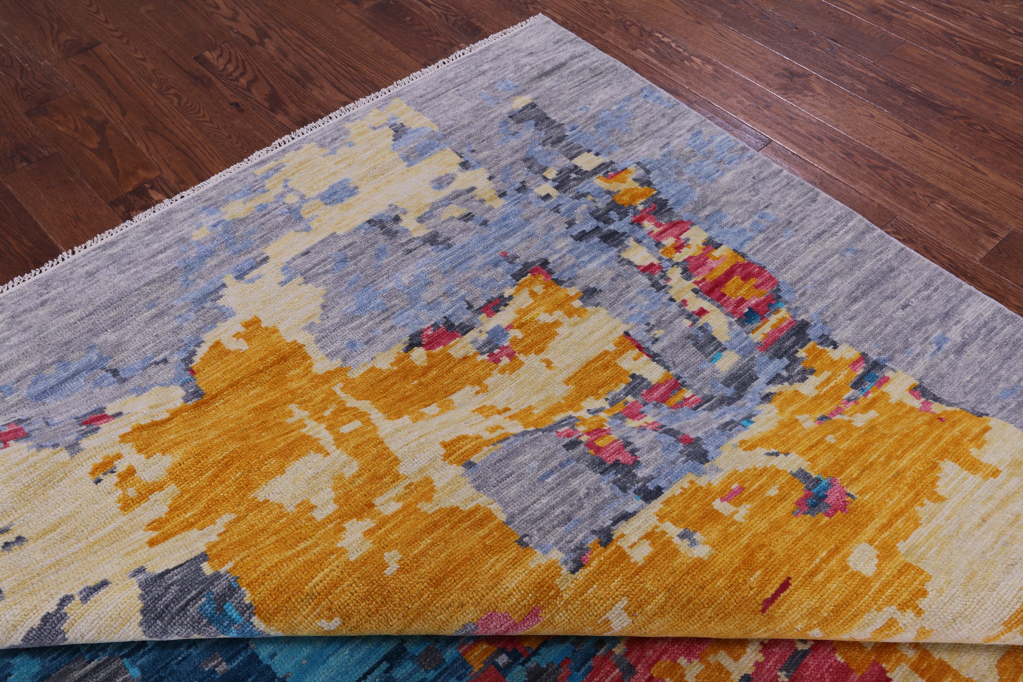 Abstract Contemporary Hand Knotted Wool Rug - 10' 0" X 13' 8" - Golden Nile