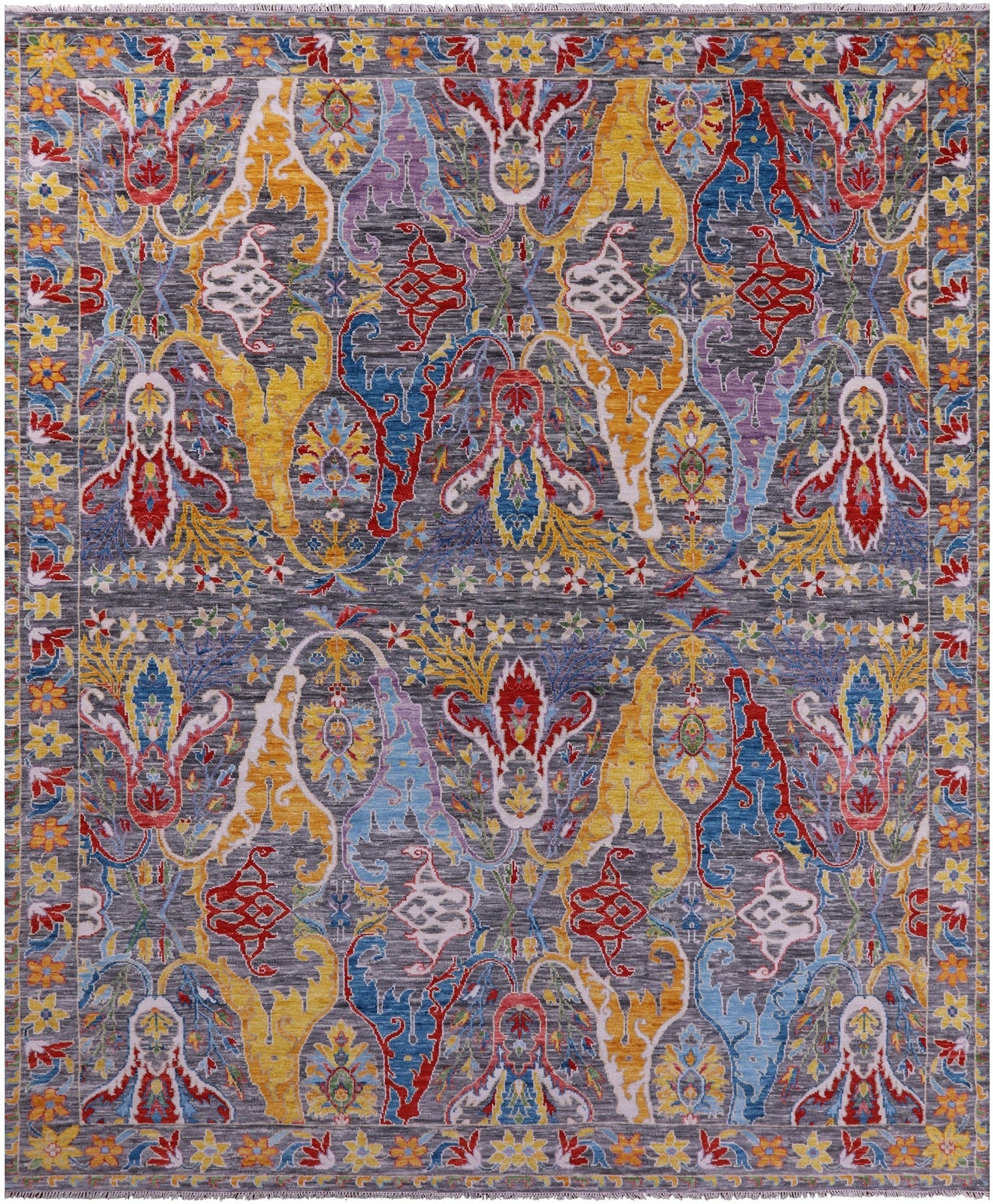 Grey Turkish Oushak Hand Knotted Wool Rug - 12' 0" X 15' 1" - Golden Nile