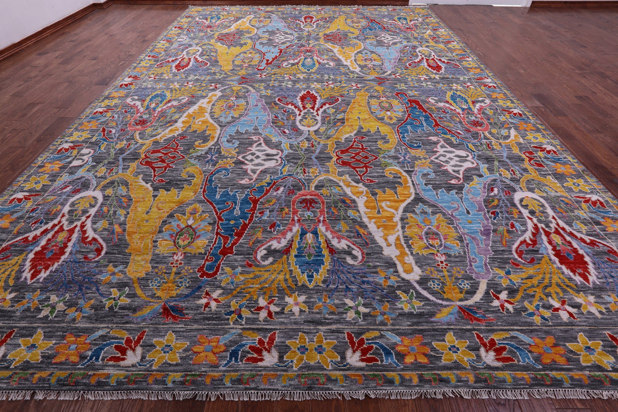 Grey Turkish Oushak Hand Knotted Wool Rug - 12' 3" X 18' 0" - Golden Nile