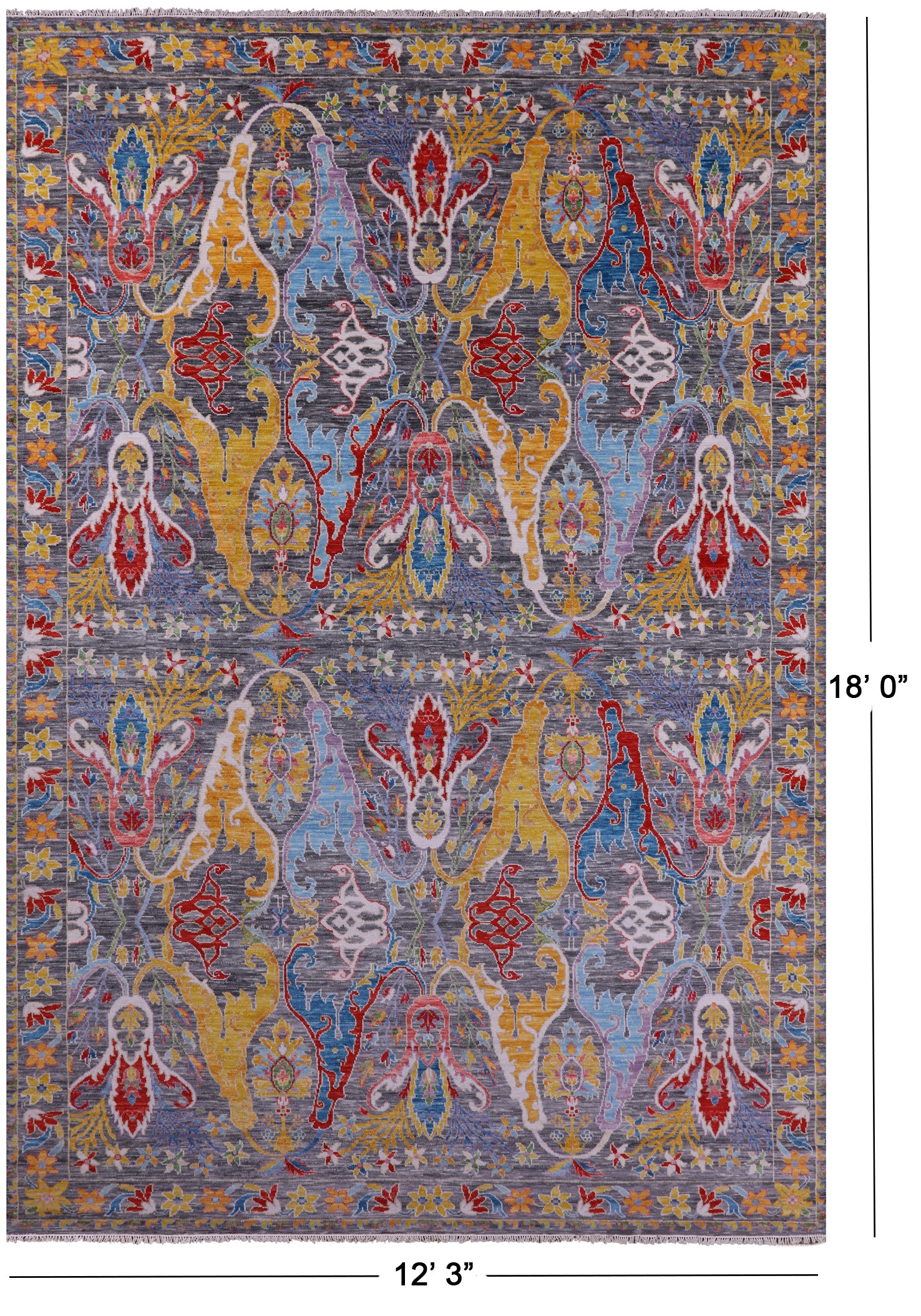 Grey Turkish Oushak Hand Knotted Wool Rug - 12' 3" X 18' 0" - Golden Nile