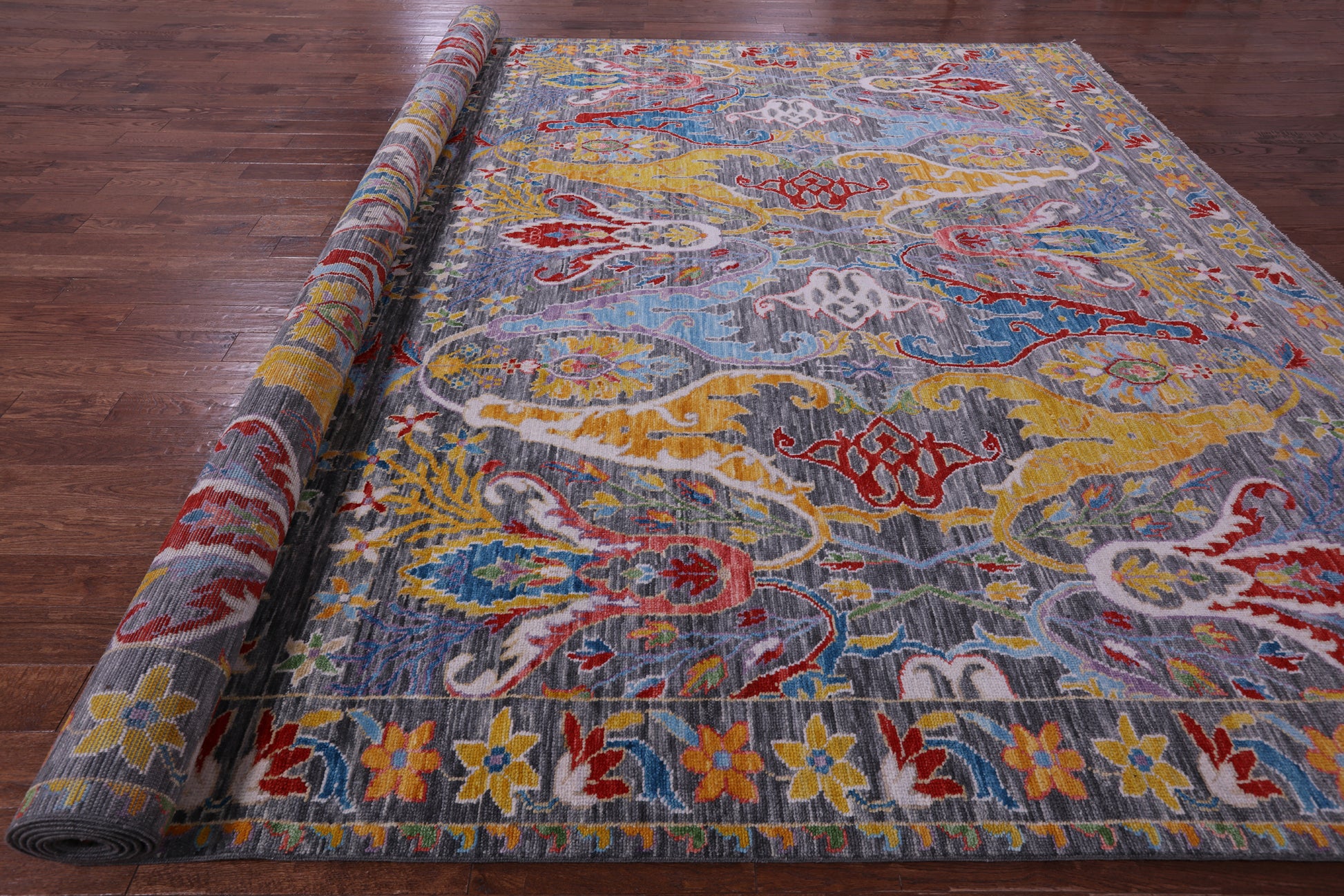 Grey Turkish Oushak Hand Knotted Wool Rug - 12' 3" X 18' 0" - Golden Nile