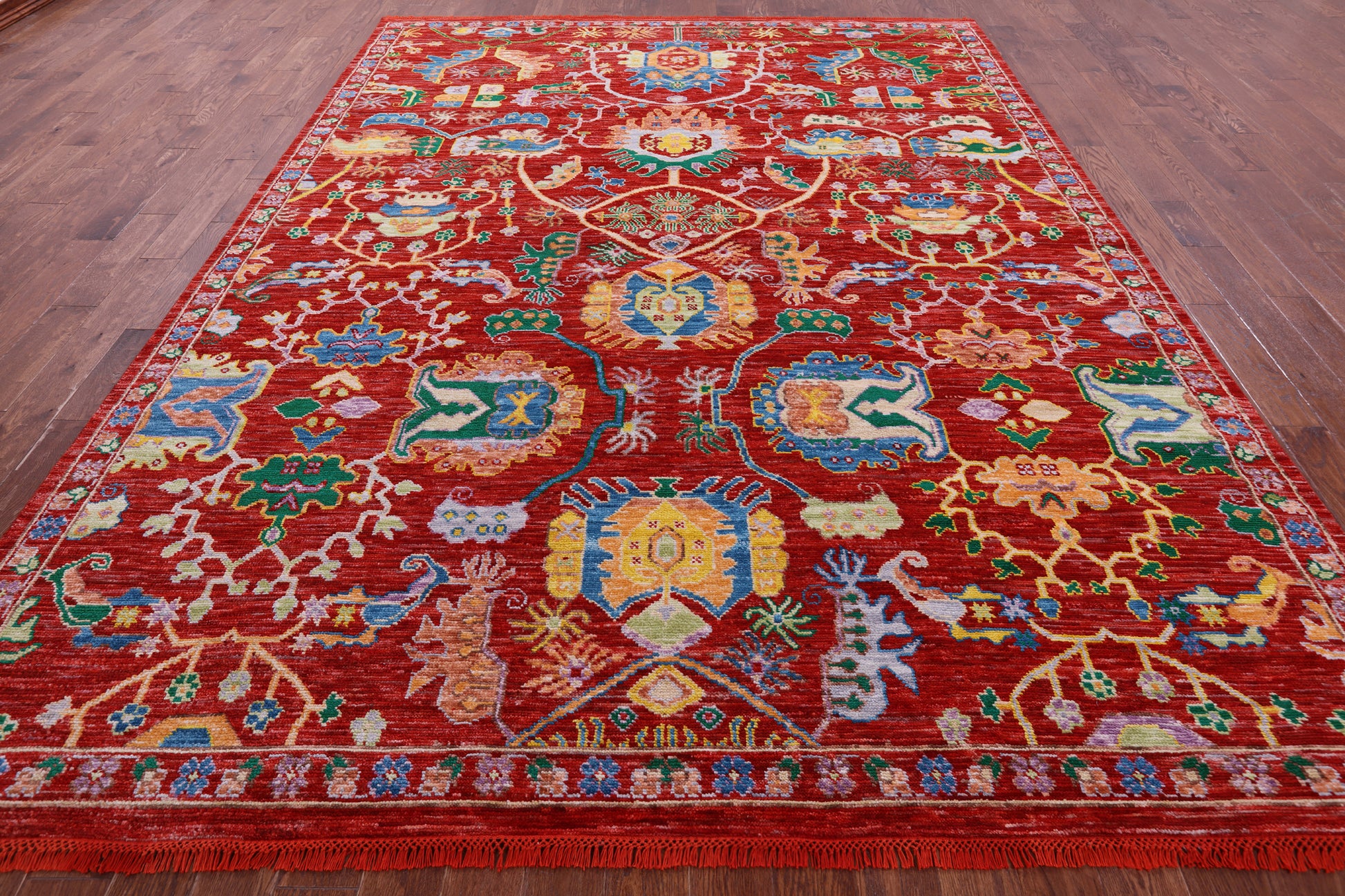 Red Persian Fine Serapi Handmade Wool Rug - 9' 3" X 12' 3" - Golden Nile