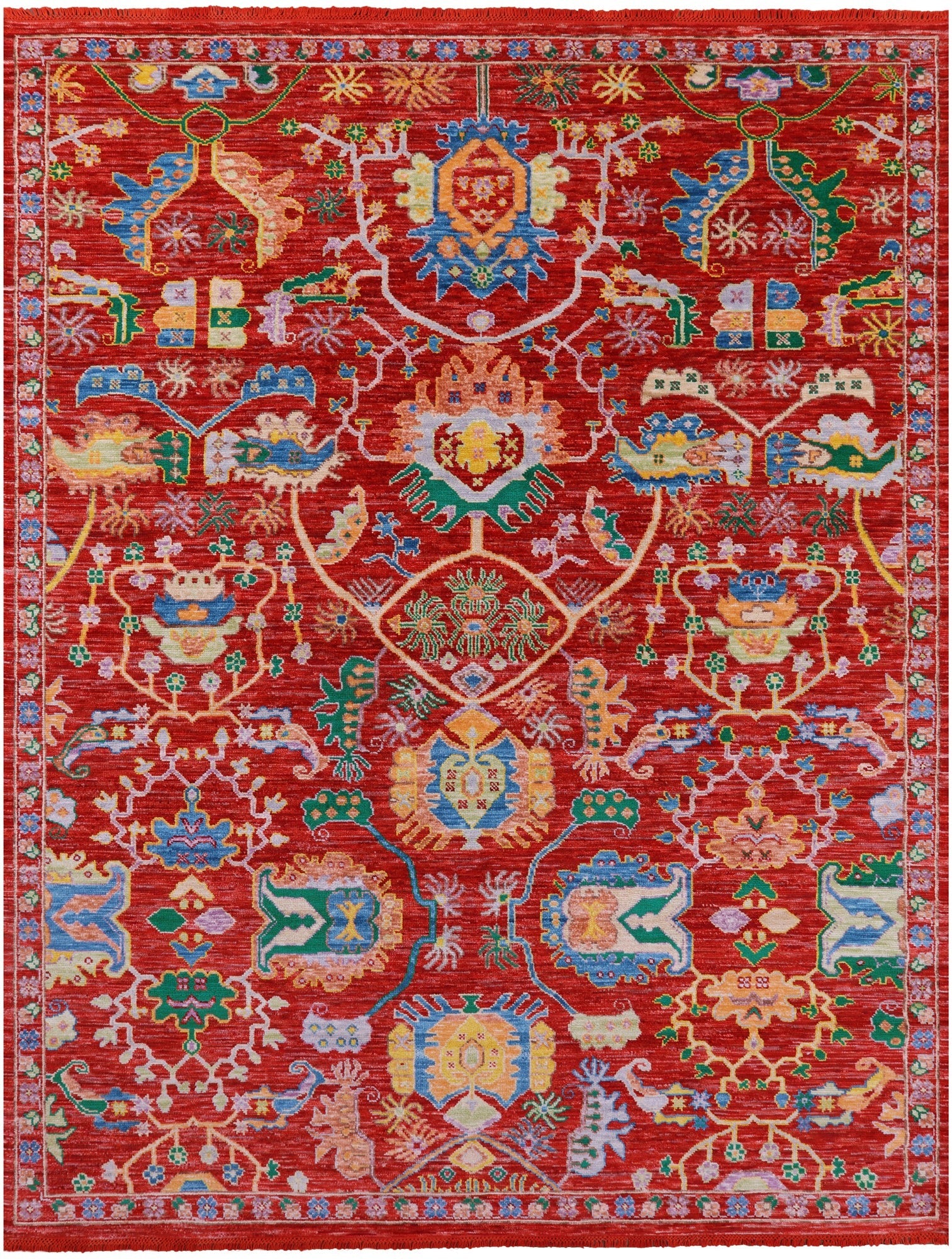 Red Persian Fine Serapi Handmade Wool Rug - 9' 3" X 12' 3" - Golden Nile