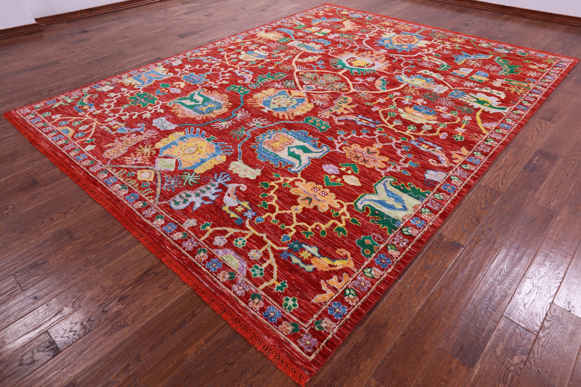 Red Persian Fine Serapi Handmade Wool Rug - 9' 3" X 12' 3" - Golden Nile