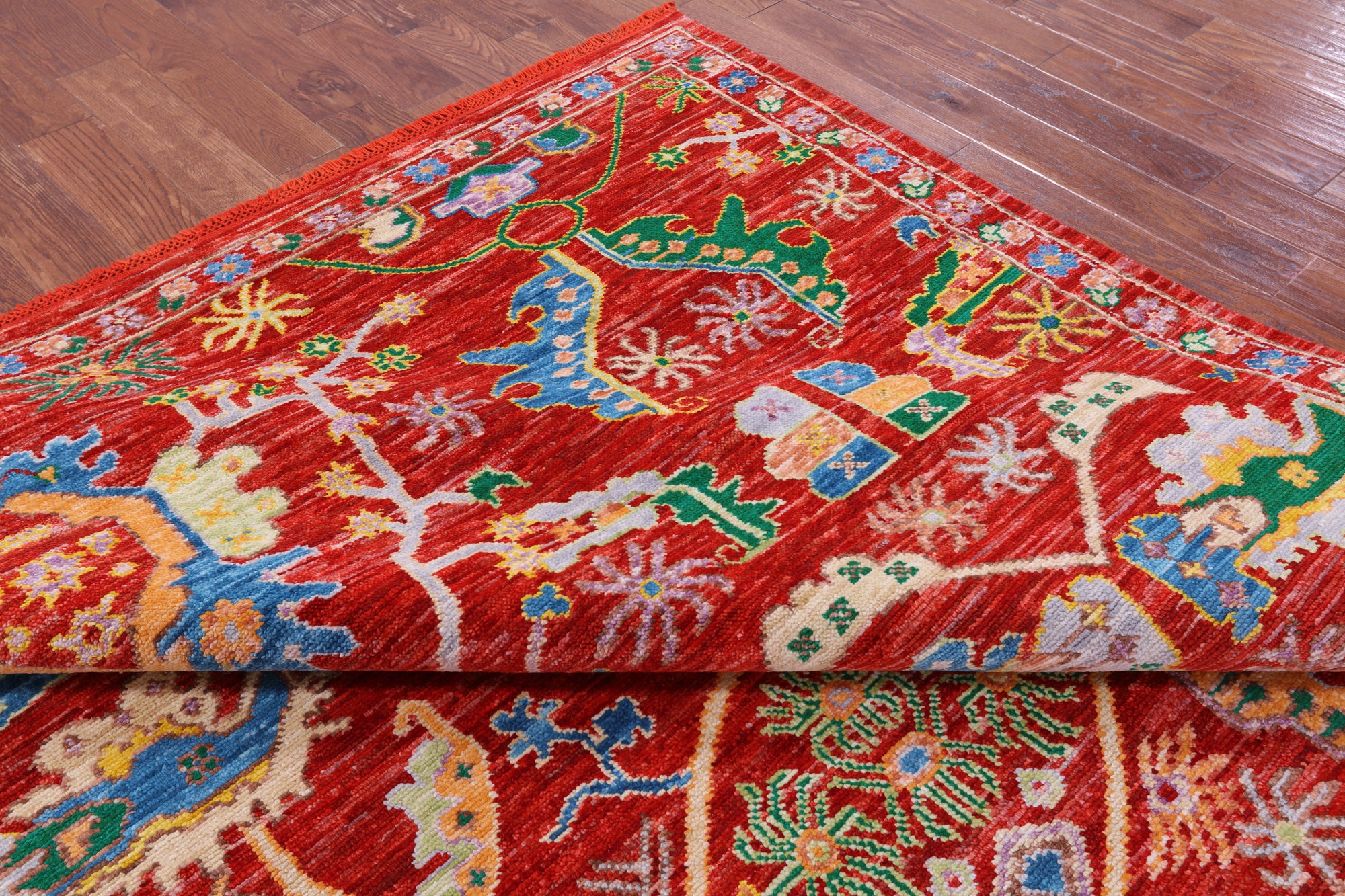 Red Persian Fine Serapi Handmade Wool Rug - 9' 3" X 12' 3" - Golden Nile