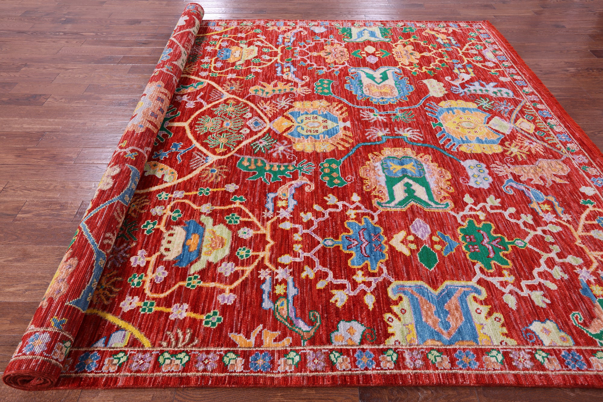Red Persian Fine Serapi Handmade Wool Rug - 9' 3" X 12' 3" - Golden Nile