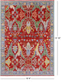 Red Turkish Oushak Hand Knotted Wool Rug - 10' 4" X 13' 10" - Golden Nile
