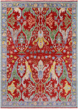 Red Turkish Oushak Hand Knotted Wool Rug - 10' 4" X 13' 10" - Golden Nile