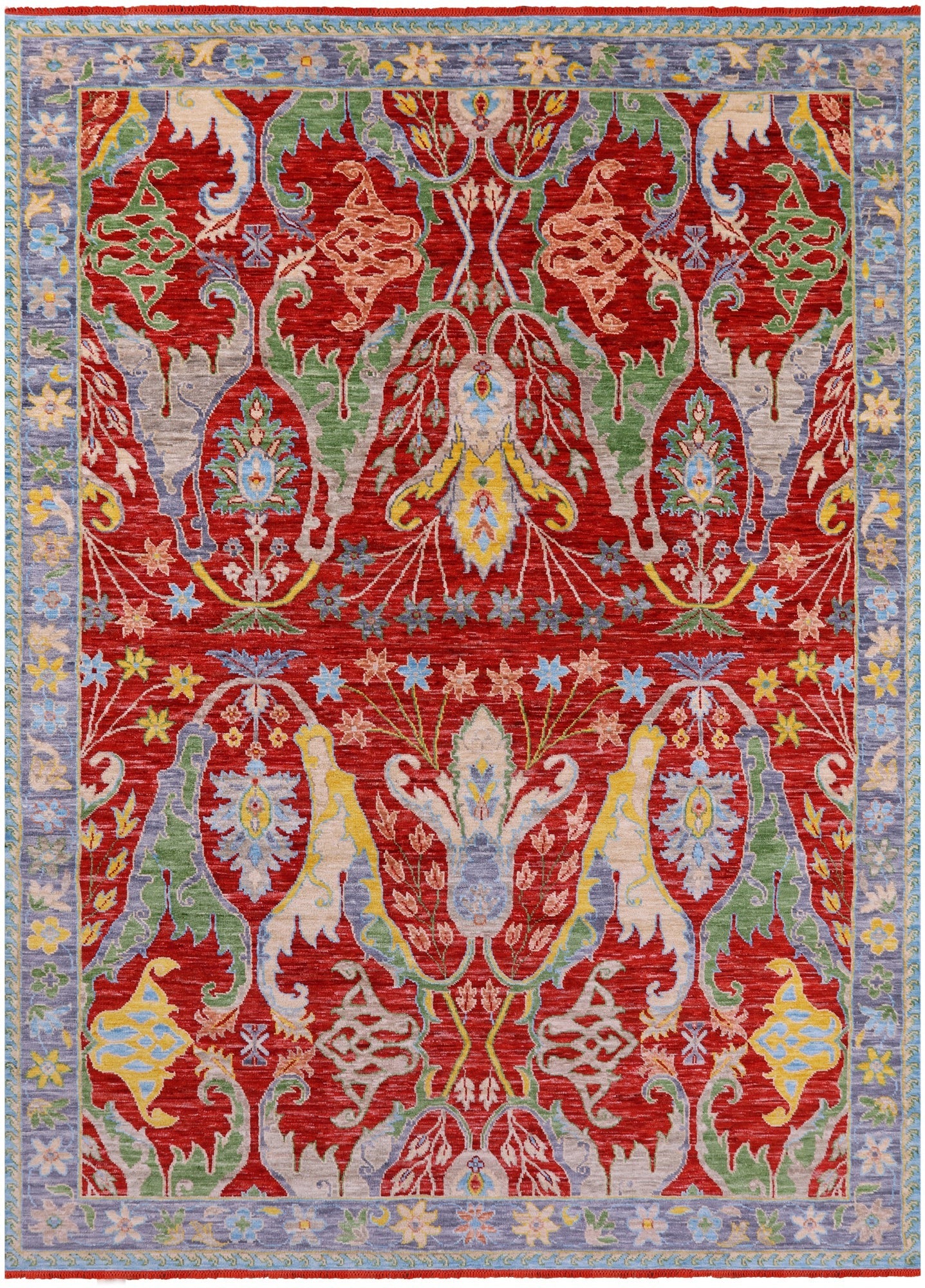 Red Turkish Oushak Hand Knotted Wool Rug - 10' 4" X 13' 10" - Golden Nile