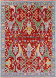 Red Turkish Oushak Hand Knotted Wool Rug - 10' 4" X 13' 10" - Golden Nile