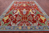 Red Turkish Oushak Hand Knotted Wool Rug - 10' 4" X 13' 10" - Golden Nile