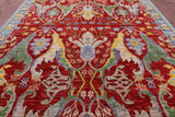 Red Turkish Oushak Hand Knotted Wool Rug - 10' 4" X 13' 10" - Golden Nile