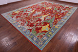 Red Turkish Oushak Hand Knotted Wool Rug - 10' 4" X 13' 10" - Golden Nile