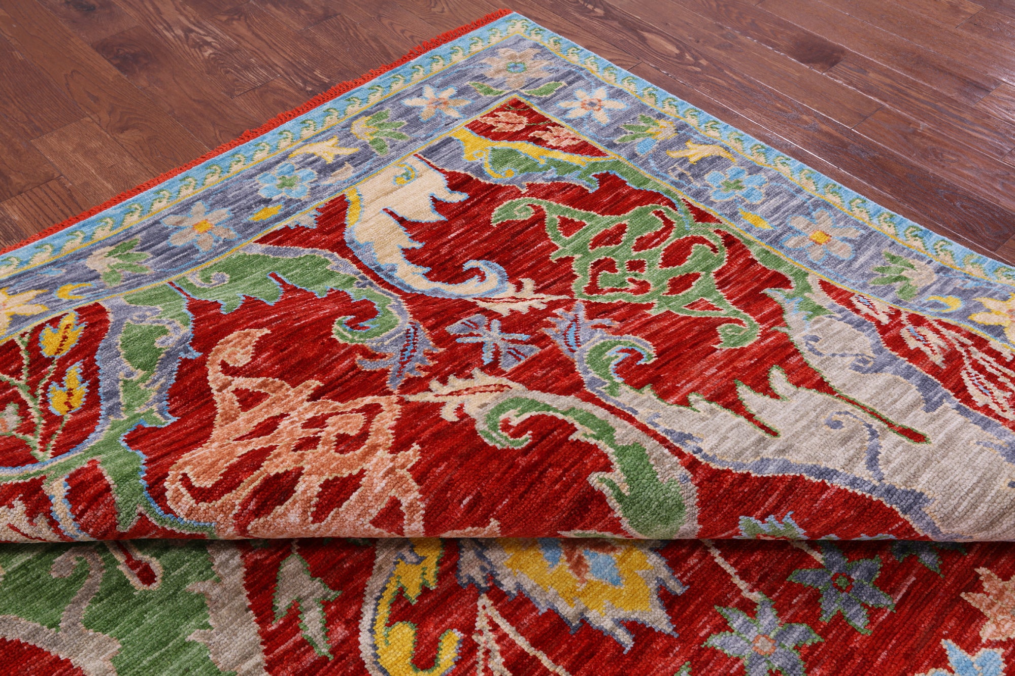 Red Turkish Oushak Hand Knotted Wool Rug - 10' 4" X 13' 10" - Golden Nile