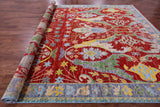 Red Turkish Oushak Hand Knotted Wool Rug - 10' 4" X 13' 10" - Golden Nile