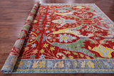 Red Turkish Oushak Hand Knotted Wool Rug - 10' 4" X 13' 10" - Golden Nile