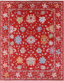 Red Turkish Oushak Handmade Wool Rug - 12' 2" X 15' 5" - Golden Nile