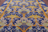 Blue William Morris Hand Knotted Wool Rug - 10' 1" X 13' 8" - Golden Nile