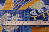 Blue William Morris Hand Knotted Wool Rug - 10' 1" X 13' 8" - Golden Nile