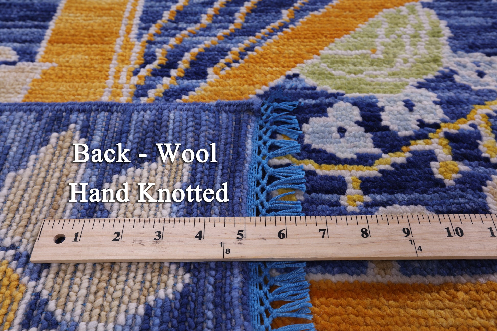 Blue William Morris Hand Knotted Wool Rug - 10' 1" X 13' 8" - Golden Nile