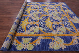 Blue William Morris Hand Knotted Wool Rug - 10' 1" X 13' 8" - Golden Nile