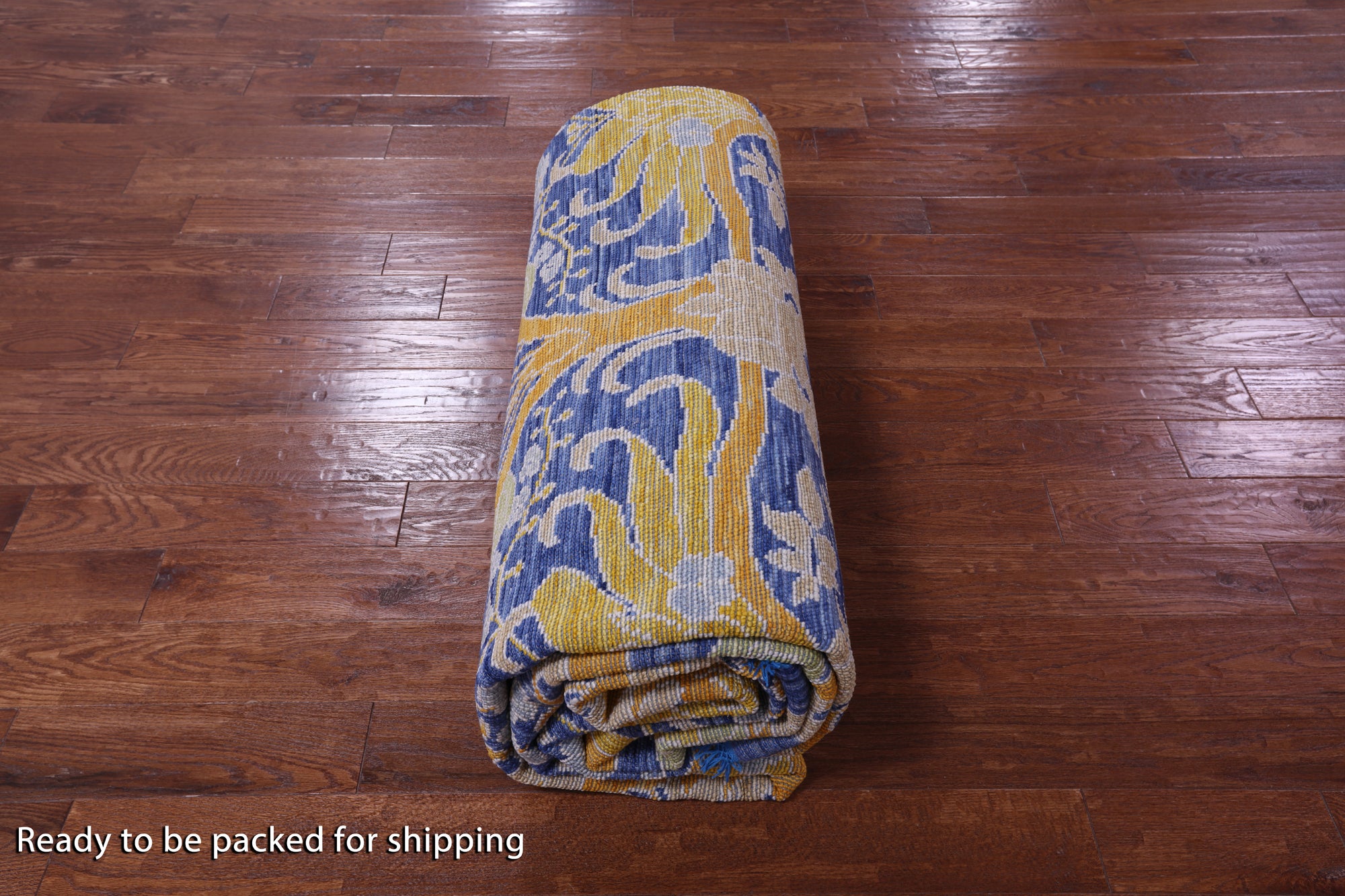 Blue William Morris Hand Knotted Wool Rug - 10' 1" X 13' 8" - Golden Nile