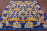 Blue Square William Morris Hand Knotted Wool Rug - 9' 0" X 9' 1" - Golden Nile