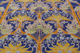 Blue Square William Morris Hand Knotted Wool Rug - 9' 0" X 9' 1" - Golden Nile