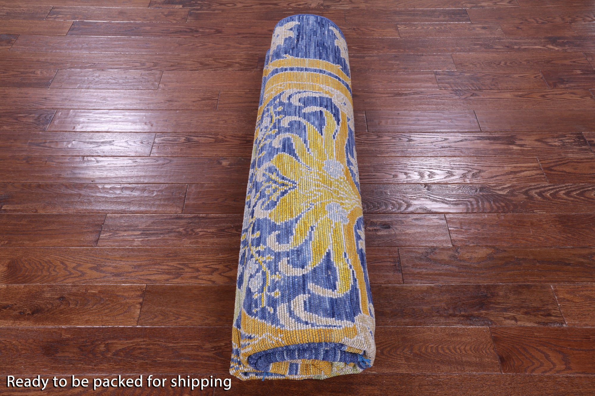 Blue Square William Morris Hand Knotted Wool Rug - 9' 0" X 9' 1" - Golden Nile
