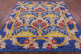 Blue Square William Morris Hand Knotted Wool Rug - 8' 1" X 8' 2" - Golden Nile