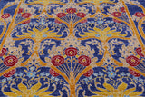 Blue Square William Morris Hand Knotted Wool Rug - 8' 1" X 8' 2" - Golden Nile