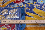 Blue Square William Morris Hand Knotted Wool Rug - 8' 1" X 8' 2" - Golden Nile