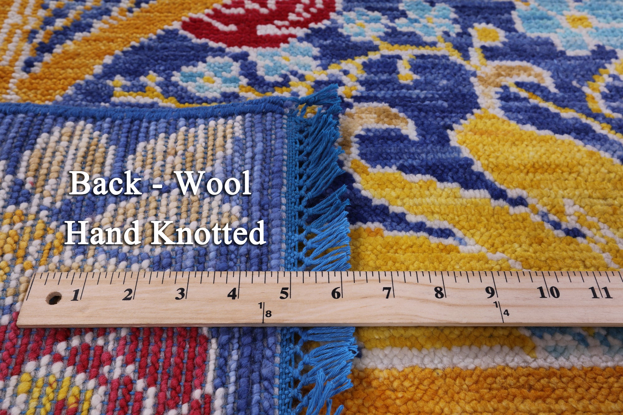 Blue Square William Morris Hand Knotted Wool Rug - 8' 1" X 8' 2" - Golden Nile