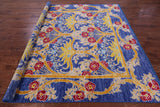 Blue Square William Morris Hand Knotted Wool Rug - 8' 1" X 8' 2" - Golden Nile