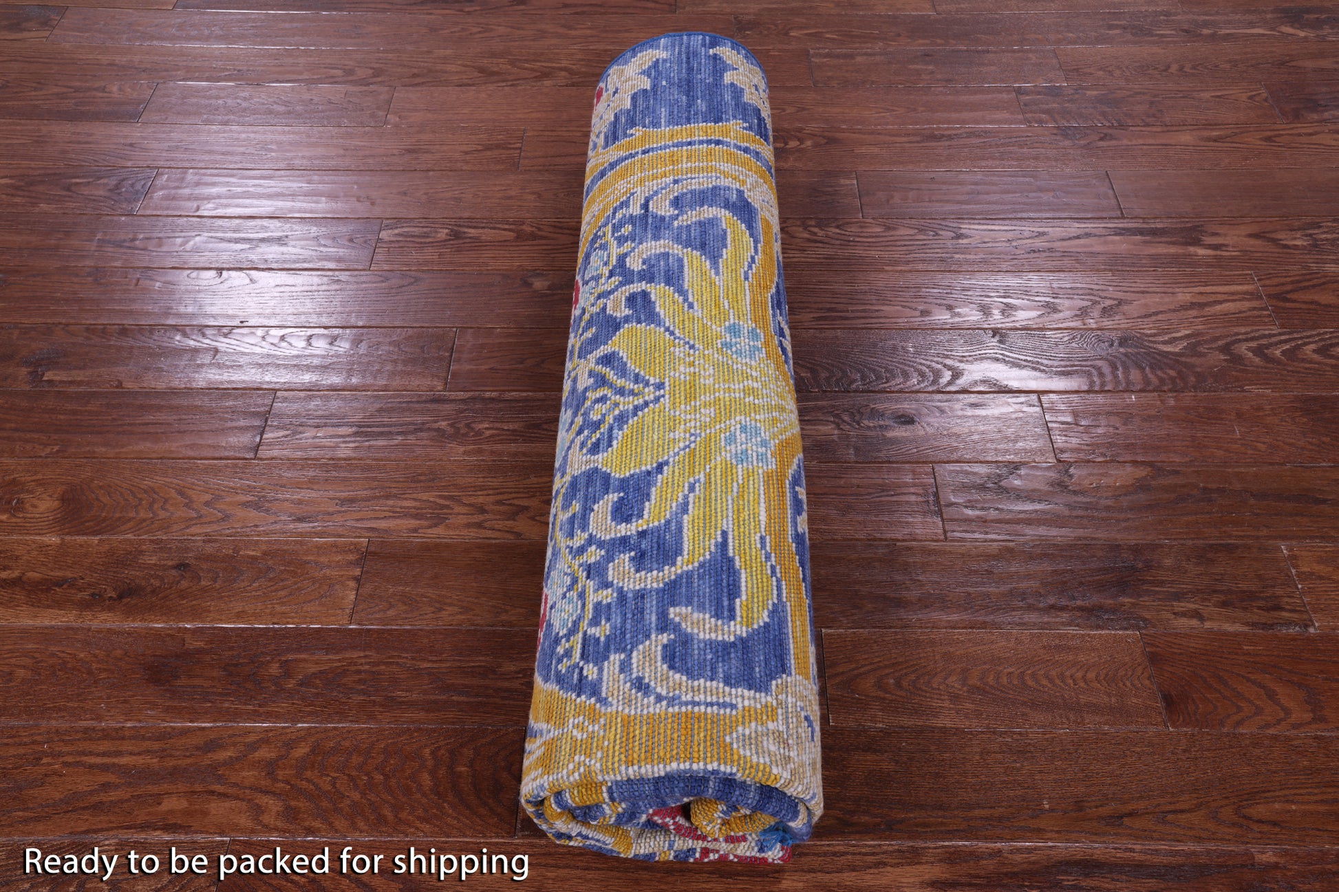 Blue Square William Morris Hand Knotted Wool Rug - 8' 1" X 8' 2" - Golden Nile