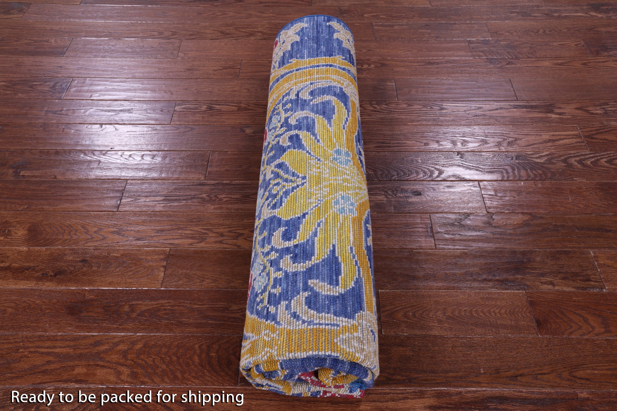 Blue Square William Morris Hand Knotted Wool Rug - 8' 1" X 8' 2" - Golden Nile