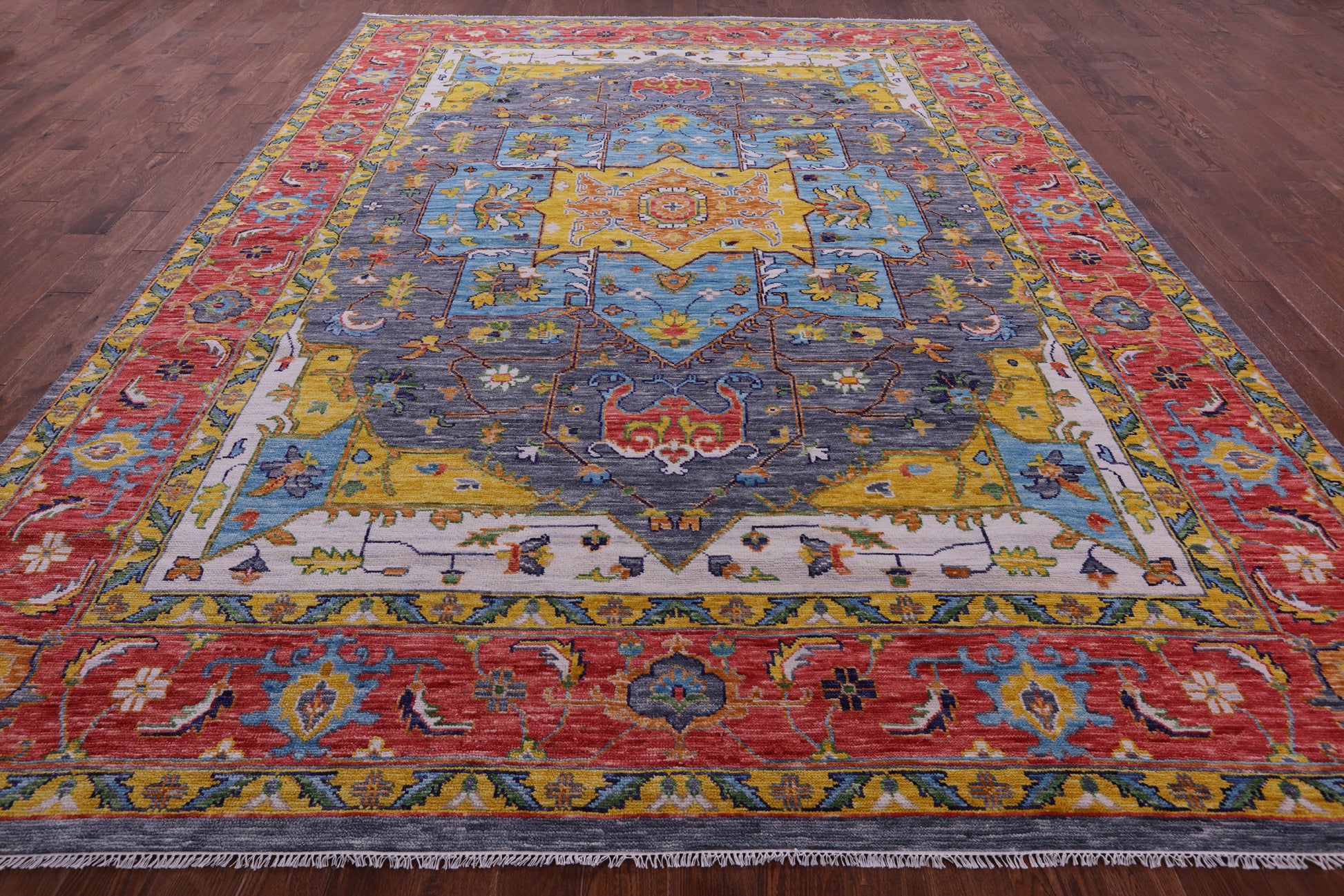 Grey Persian Fine Serapi Hand Knotted Wool Rug - 10' 2" X 13' 11" - Golden Nile