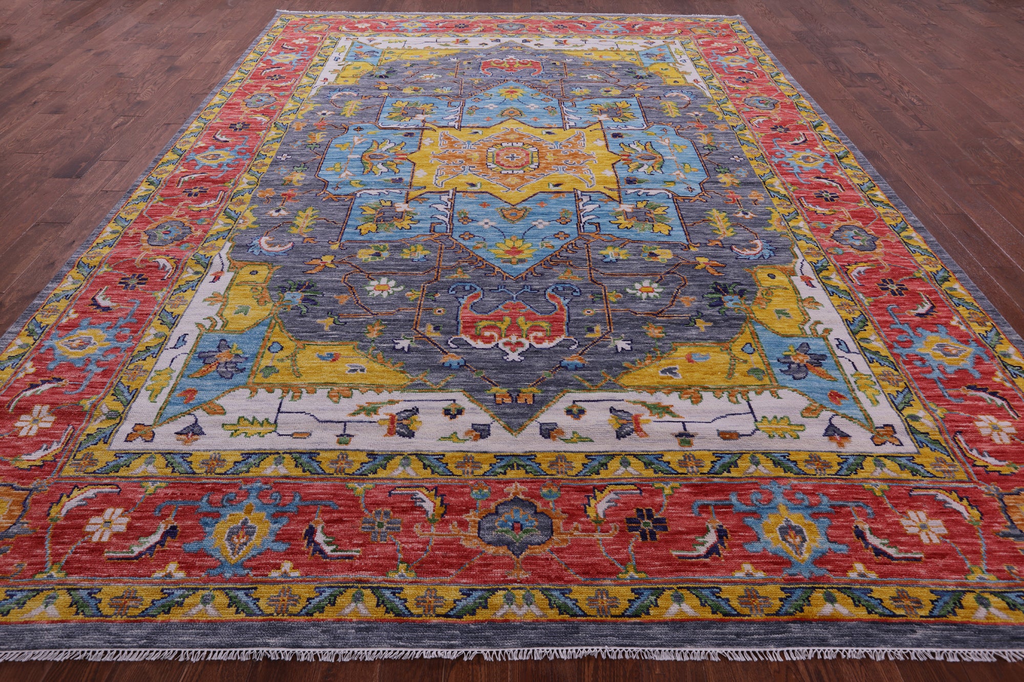 Grey Persian Fine Serapi Hand Knotted Wool Rug - 10' 2" X 13' 11" - Golden Nile