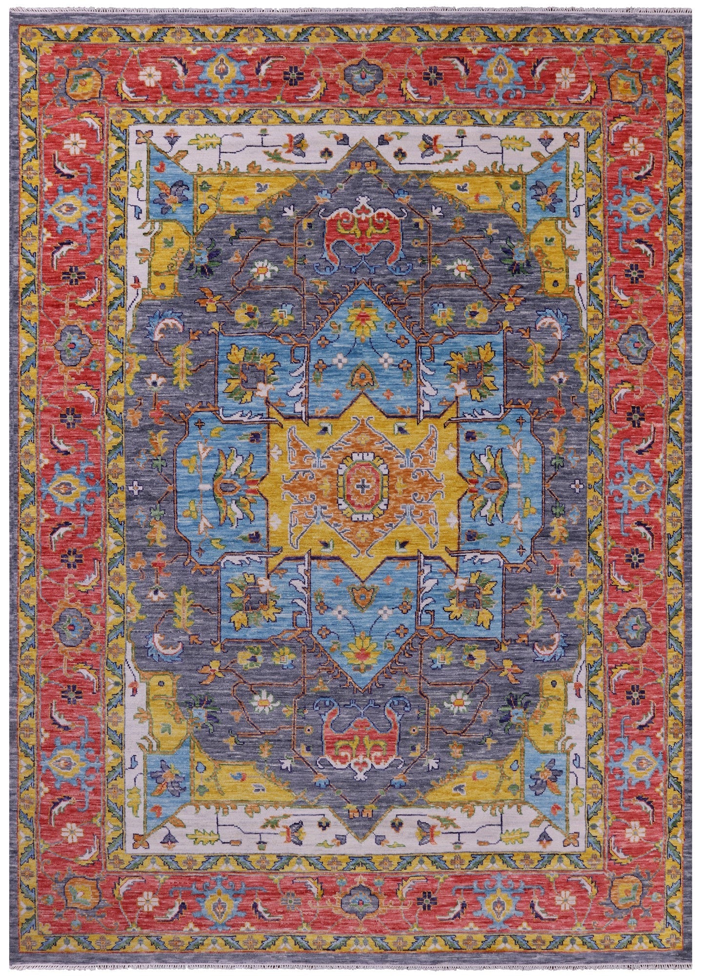 Grey Persian Fine Serapi Hand Knotted Wool Rug - 10' 2" X 13' 11" - Golden Nile