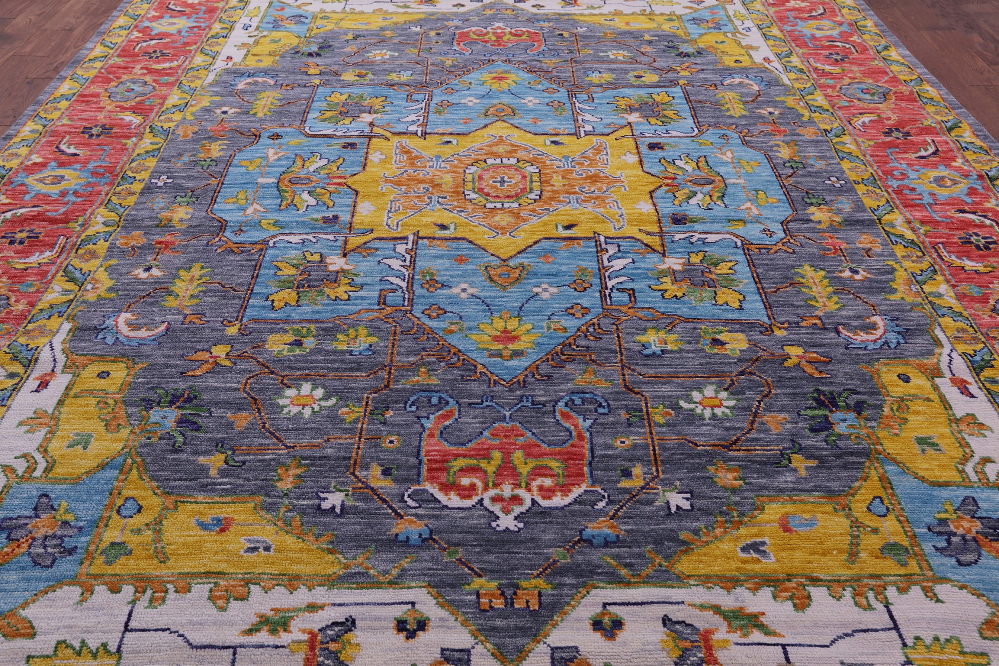 Grey Persian Fine Serapi Hand Knotted Wool Rug - 10' 2" X 13' 11" - Golden Nile