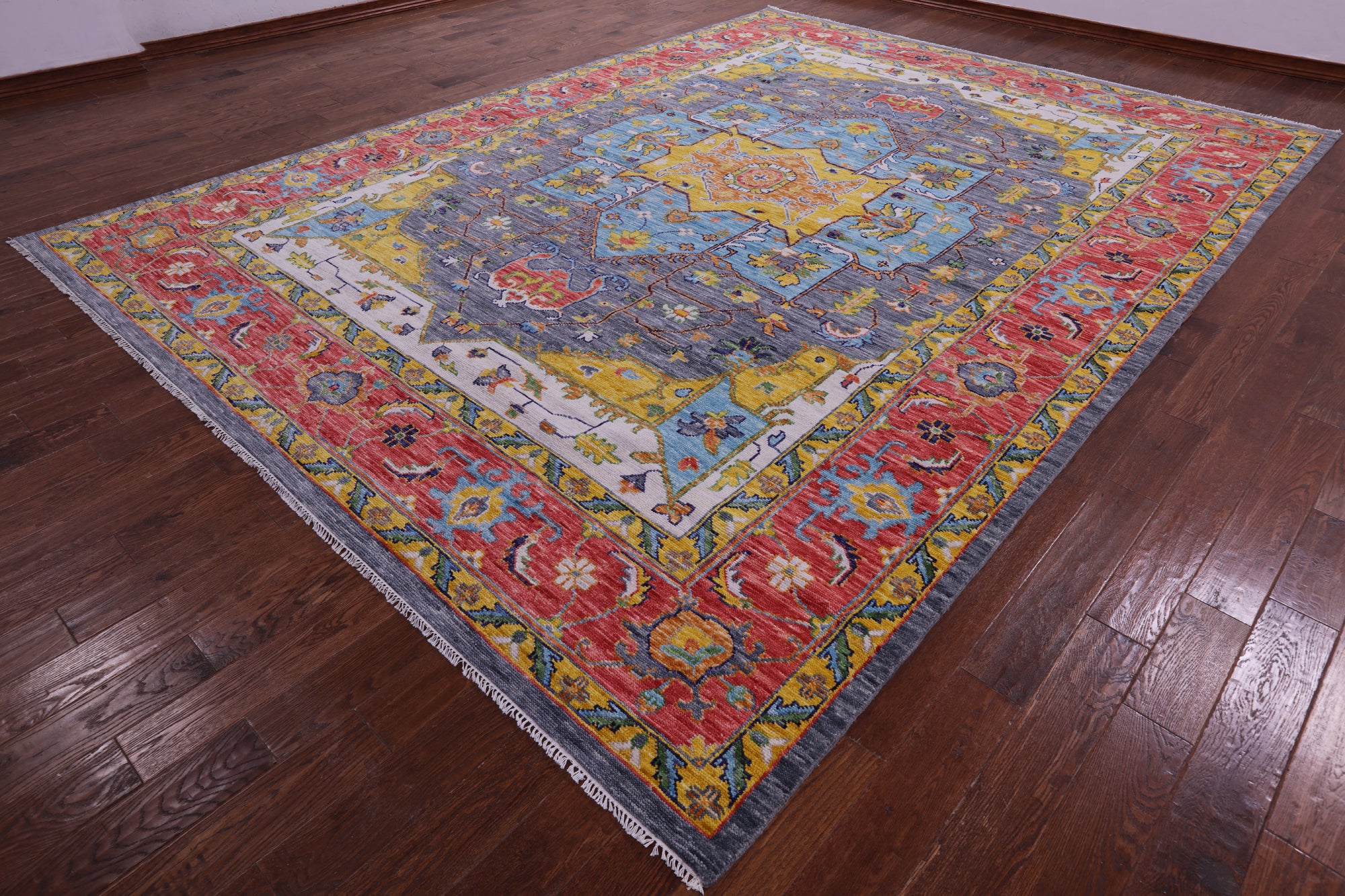 Grey Persian Fine Serapi Hand Knotted Wool Rug - 10' 2" X 13' 11" - Golden Nile