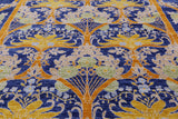 Blue Square William Morris Hand Knotted Wool Rug - 9' 11" X 10' 1" - Golden Nile