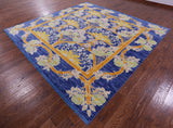 Blue Square William Morris Hand Knotted Wool Rug - 9' 11" X 10' 1" - Golden Nile