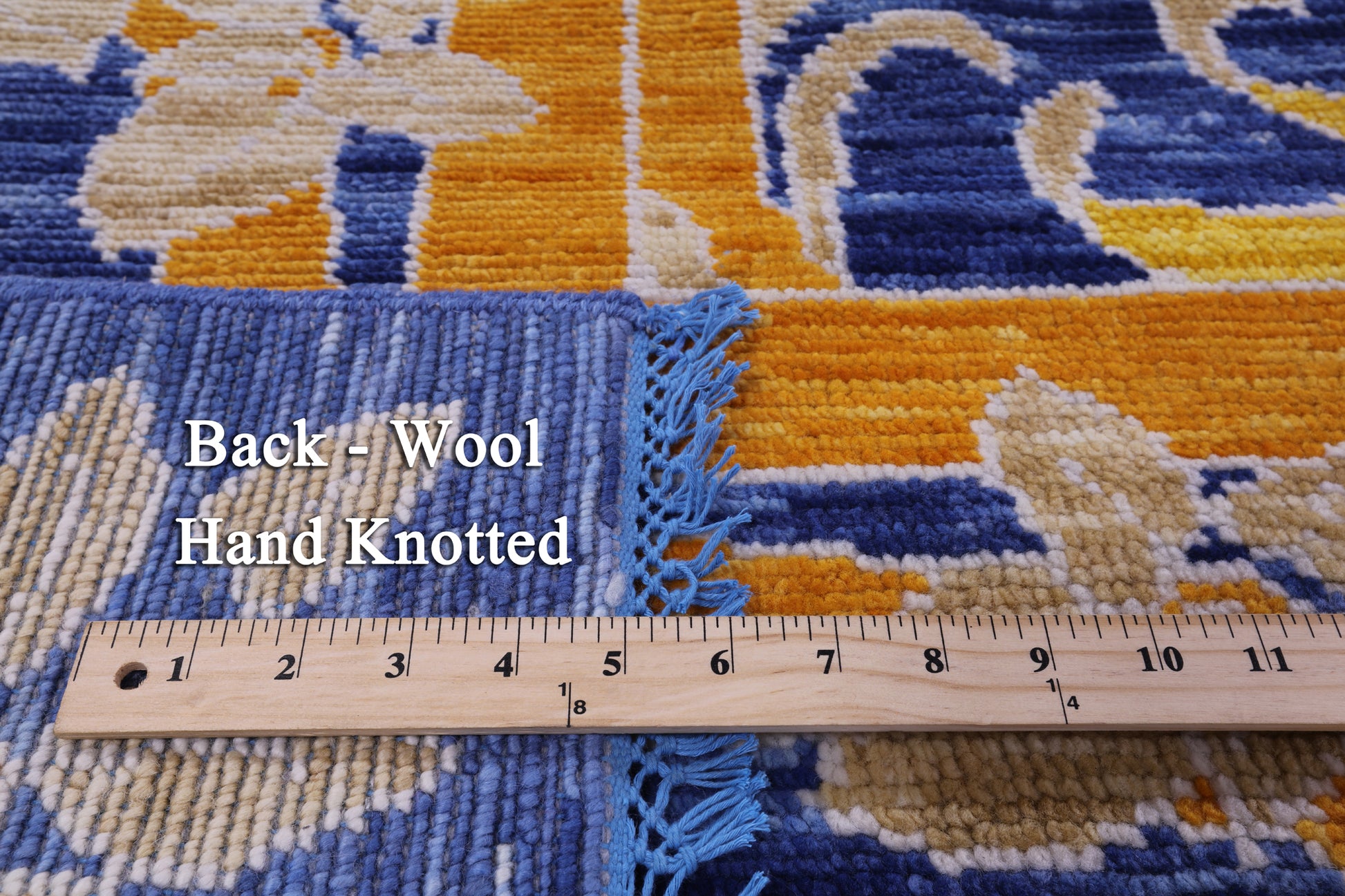 Blue Square William Morris Hand Knotted Wool Rug - 9' 11" X 10' 1" - Golden Nile